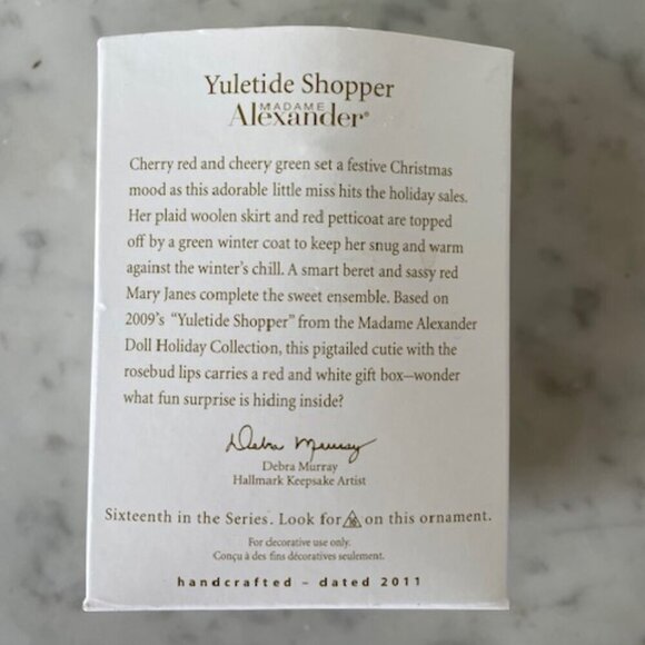 HALLMARK Madame Alexander Yuletide Shopper 2011 Ornament #16 IOB - Picture 13 of 14